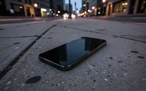 Ein modernes Smartphone liegt auf einem Gehweg in einer städtischen Umgebung bei Dämmerung. - Foto: über boerse-global.de