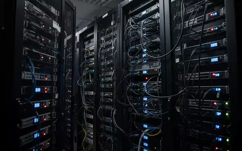 Dunkler Serverraum mit leuchtenden Hardware-Racks und komplexer Verkabelung als Symbol für Cyber-Sicherheitsbedrohungen. - Foto: über boerse-global.de
