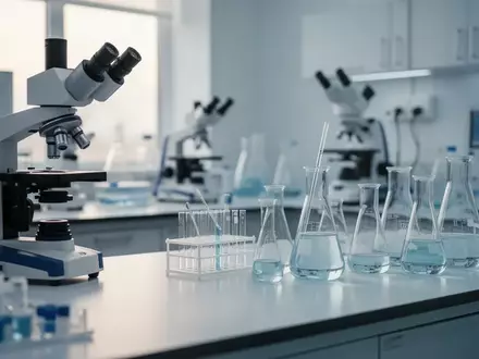 Ein steriles, modernes klinisches Forschungslabor mit medizinischen Glasgeräten in natürlichem Licht. - Foto: über boerse-global.de