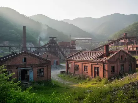 Restaurierte Industriegebäude an einem ehemaligen Bergbaustandort in Südkorea in einer grünen Berglandschaft. - Foto: über boerse-global.de