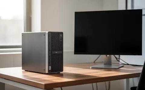 Ein minimalistischer Arbeitsplatz mit einem kompakten Industrie-Computer und einem ausgeschalteten Monitor. - Foto: über boerse-global.de