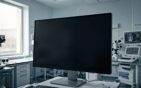 Modernes medizinisches Forschungslabor mit einem ausgeschalteten hochauflösenden Monitor in einer sterilen Umgebung. - Foto: über boerse-global.de