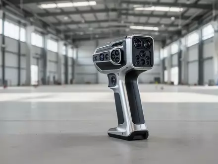 Ein mobiles LiDAR-Scanner-Gerät zur 3D-Erfassung auf dem Boden einer modernen Industriehalle. - Foto: über boerse-global.de