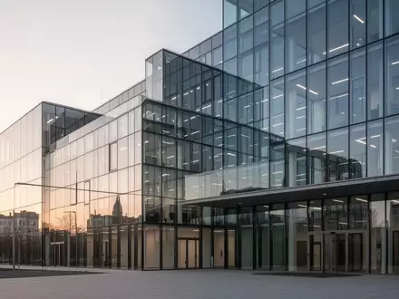 Modernes Bürogebäude bei Sonnenaufgang als Symbol für langfristige Altersvorsorge und Rentenplanung in Deutschland. - Foto: über boerse-global.de