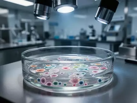 Nahaufnahme einer Zellkultur in einer Laborschale unter einem Mikroskop zur Erforschung biologischer Alterungsprozesse. - Foto: über boerse-global.de
