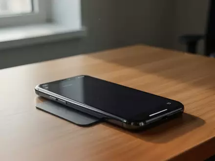 Ein Smartphone mit ausgeschaltetem Bildschirm liegt auf einem Schreibtisch als Symbol für digitale Sicherheit. - Foto: über boerse-global.de