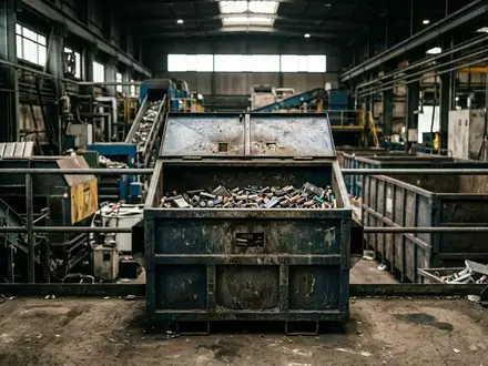 Spezialcontainer zur Entsorgung von Batterien und Lithium-Ionen-Akkus in einem Recyclingbetrieb. - Foto: über boerse-global.de