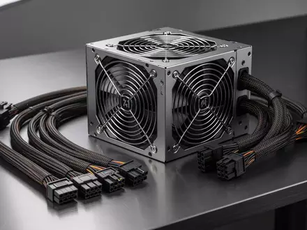 Ein Hochleistungs-Netzteil mit modularen Kabeln auf einer Werkbank, spezialisiert auf ATX 3.1 Hardware-Anforderungen. - Foto: über boerse-global.de