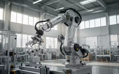 Ein hochmoderner automatisierter Roboterarm in einer hellen, industriellen Lagerhalle. - Foto: über boerse-global.de