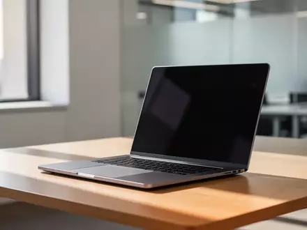 Ein hochwertiges Business-Notebook auf einem minimalistischen Schreibtisch in einer modernen Büroumgebung. - Foto: über boerse-global.de