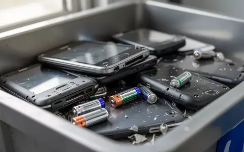 Verschiedene kleine Elektronikgeräte und Lithium-Ionen-Akkus in einem Sammelbehälter für das Recycling. - Foto: über boerse-global.de