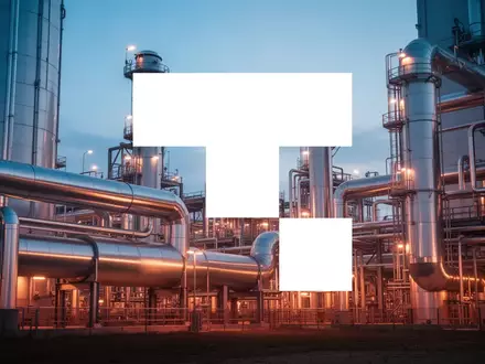Moderne industrielle Energieinfrastruktur bei Dämmerung mit leuchtenden Rohrleitungen und technischem Design. - Foto: über boerse-global.de