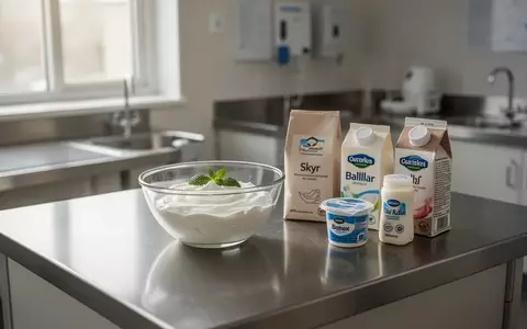 Eine saubere, moderne Edelstahl-Großküche in einer Pflegeeinrichtung mit frischen Milchprodukten auf der Arbeitsfläche. - Foto: über boerse-global.de