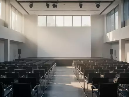 Leerer, modern gestalteter Konferenzraum mit ordentlich aufgestellten Stuhlreihen und natürlichem Lichteinfall. - Foto: über boerse-global.de
