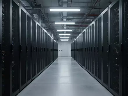 Moderne, hochsichere Rechenzentrumsinfrastruktur mit Server-Racks in einem professionell beleuchteten Raum. - Foto: über boerse-global.de