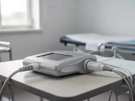 Ein medizinisches Ultraschallgerät auf einer sterilen Arbeitsfläche in einer modernen physiotherapeutischen Praxis. - Foto: über boerse-global.de