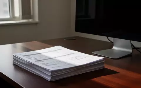 Ein Stapel leerer Papierformulare auf einem Schreibtisch neben einem ausgeschalteten Computerbildschirm. - Foto: über boerse-global.de