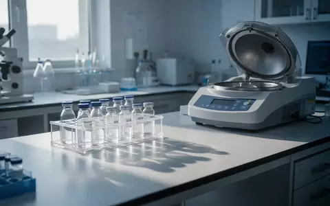 Ein steriler Labortisch mit medizinischen Analysegeräten und Reagenzgläsern in klinischer Umgebung. - Foto: über boerse-global.de