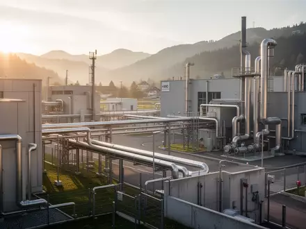Moderne Industrieanlage in Wetzikon bei Sonnenuntergang - Foto: über boerse-global.de