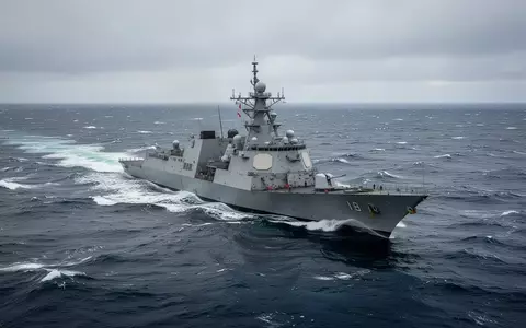 Ein graues Kriegsschiff der Deutschen Marine auf dem stürmischen Nordatlantik bei bewölktem Himmel. - Foto: über boerse-global.de