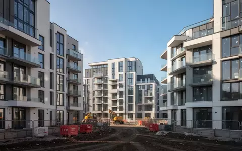 Moderne Wohngebäude auf einer Baustelle bei Tageslicht. - Foto: über boerse-global.de