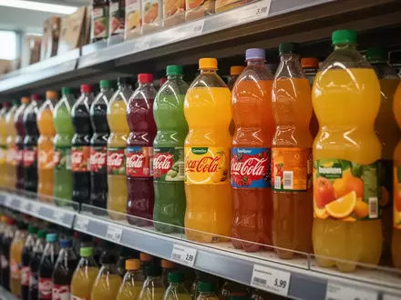 Verschiedene Limonadenflaschen in einem Supermarktregal in Deutschland. - Foto: über boerse-global.de