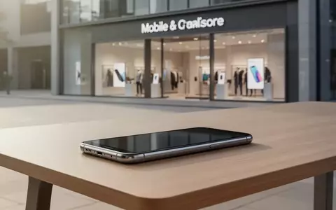 Ein modernes Smartphone auf einem minimalistischen Schreibtisch vor einer Mobilfunk-Einzelhandelsfiliale. - Foto: über boerse-global.de