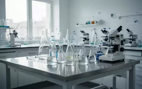 Ein steriler medizinischer Forschungslaborraum mit wissenschaftlichen Geräten auf einem Stahltisch in natürlichem Licht. - Foto: über boerse-global.de