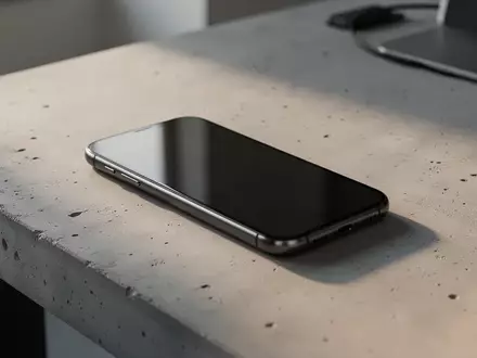 Ein modernes Smartphone liegt auf einem minimalistischen Schreibtisch in einer professionellen Büroumgebung. - Foto: über boerse-global.de