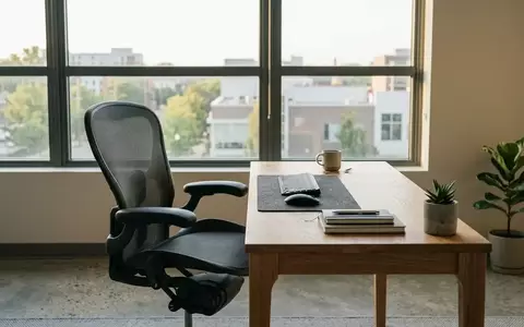 Ein leerer, modern gestalteter Arbeitsplatz in einem Büro mit weichem Tageslichteinfall. - Foto: über boerse-global.de