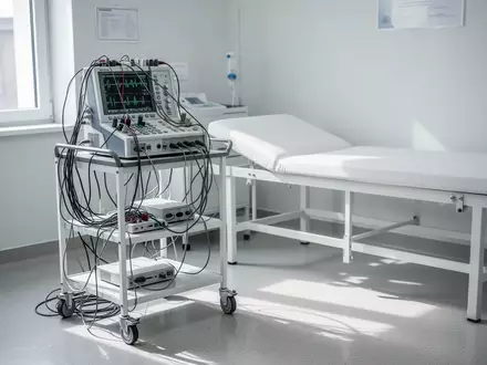 Ein modernes, unbesetztes Untersuchungszimmer in einer neurologischen Fachpraxis mit medizinischen Geräten. - Foto: über boerse-global.de
