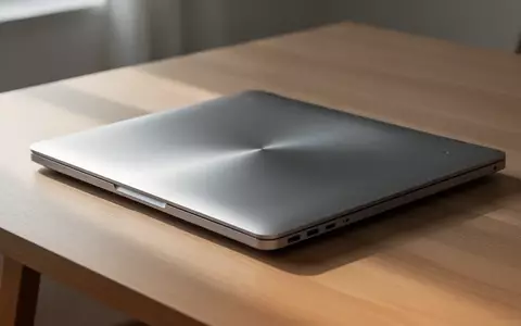 Ein minimalistisches, gebürstetes Aluminiumgehäuse eines Laptops auf einem Holztisch bei natürlichem Licht. - Foto: über boerse-global.de