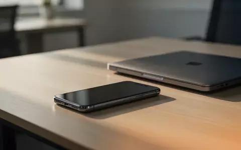 Ein Smartphone liegt auf einem Schreibtisch neben einem geschlossenen Laptop in einer modernen Büroumgebung. - Foto: über boerse-global.de