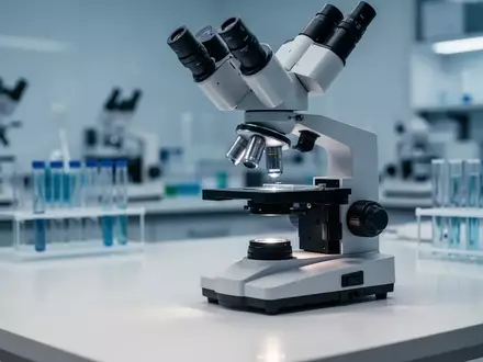 Ein medizinisches Mikroskop in einem sterilen, modern beleuchteten Laborumfeld. - Foto: über boerse-global.de