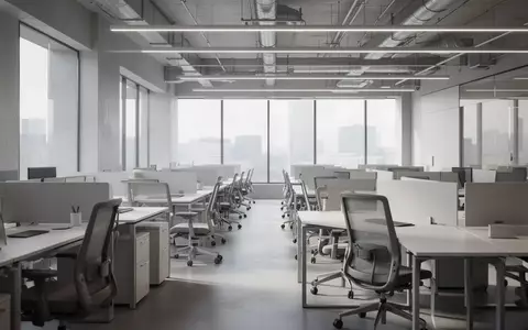 Ein moderner, heller Schulungsraum für digitale Technologien mit leeren Arbeitsplätzen und minimalistischer Einrichtung. - Foto: über boerse-global.de