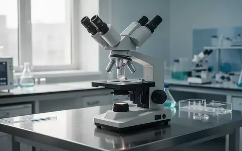 Ein leeres Labormikroskop auf einem Edelstahltisch in einer klinischen Forschungsumgebung. - Foto: über boerse-global.de