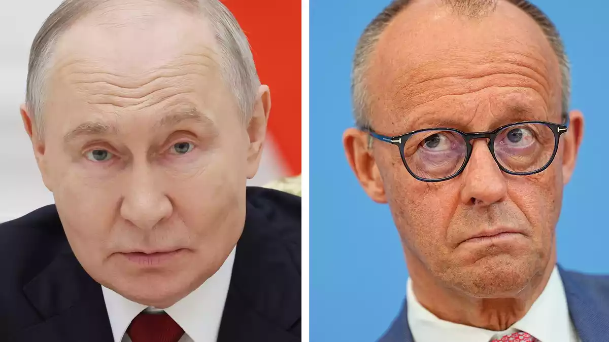 Merz gegen Putin: Die deutsch-russische Konfrontation verschärft sich. - Bild: Vyacheslav Prokofyev/Pool Sputnik Kremlin/AP/dpa