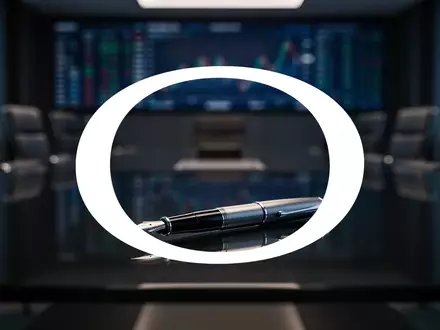Abstrakte Darstellung einer gehobenen Büroumgebung mit einem Füllfederhalter auf einer dunklen Oberfläche. - Foto: über boerse-global.de