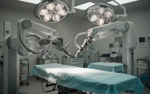 Moderner, steriler Operationssaal mit robotergestützter Chirurgie-Technik für orthopädische Eingriffe. - Foto: über boerse-global.de