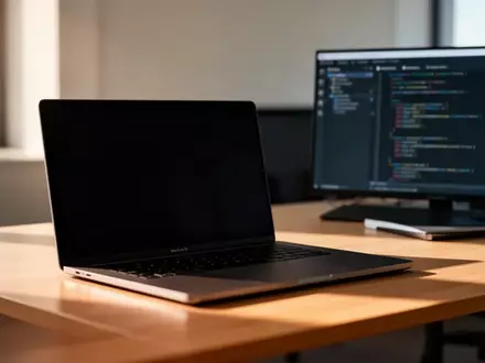 Ein moderner Arbeitsplatz mit einem Laptop auf einem Schreibtisch, der eine professionelle und technische Atmosphäre vermittelt. - Foto: über boerse-global.de