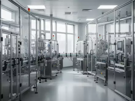 Moderne, technologisch hoch entwickelte Produktionsanlage in der Pharmaindustrie mit Edelstahlgeräten und natürlichem Licht. - Foto: über boerse-global.de