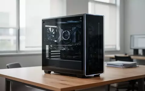 Moderner Desktop-Computer auf einem Schreibtisch in einem hellen Büro, Fokus auf Hardware-Komponenten. - Foto: über boerse-global.de