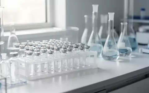 Laborumgebung mit Glasfläschchen und medizinischen Geräten auf einer sauberen, weißen Oberfläche. - Foto: über boerse-global.de