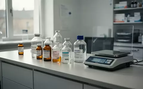 Leerer Apothekentresen mit medizinischen Utensilien und Glasflaschen in einer sterilen Umgebung. - Foto: über boerse-global.de