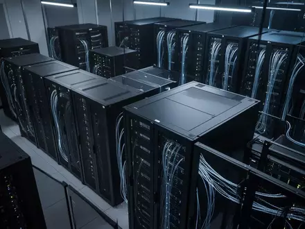 Moderne Serverräume in einem Rechenzentrum mit blauer Beleuchtung. - Foto: über boerse-global.de