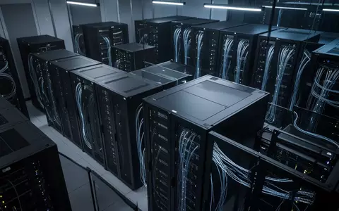 Moderne Serverräume in einem Rechenzentrum mit blauer Beleuchtung. - Foto: über boerse-global.de