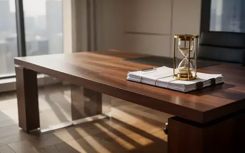 Ein moderner Schreibtisch mit einer Sanduhr und gebündelten juristischen Dokumenten in einem hellen Büro. - Foto: über boerse-global.de