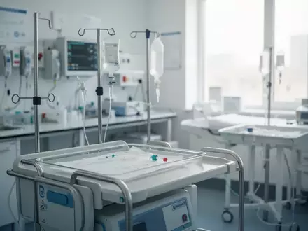 Eine leere Infusionsstation in einer klinischen Umgebung, die die medizinische Versorgungssituation symbolisiert. - Foto: über boerse-global.de