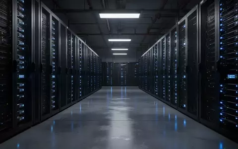 Dunkler Serverraum mit leuchtenden Status-LEDs an den Rack-Schränken in einer professionellen IT-Umgebung. - Foto: über boerse-global.de