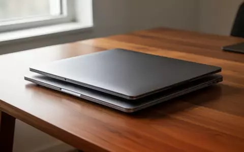 Zwei geschlossene, flache Laptops auf einem Holztisch in einem hellen, minimalistischen Büro. - Foto: über boerse-global.de